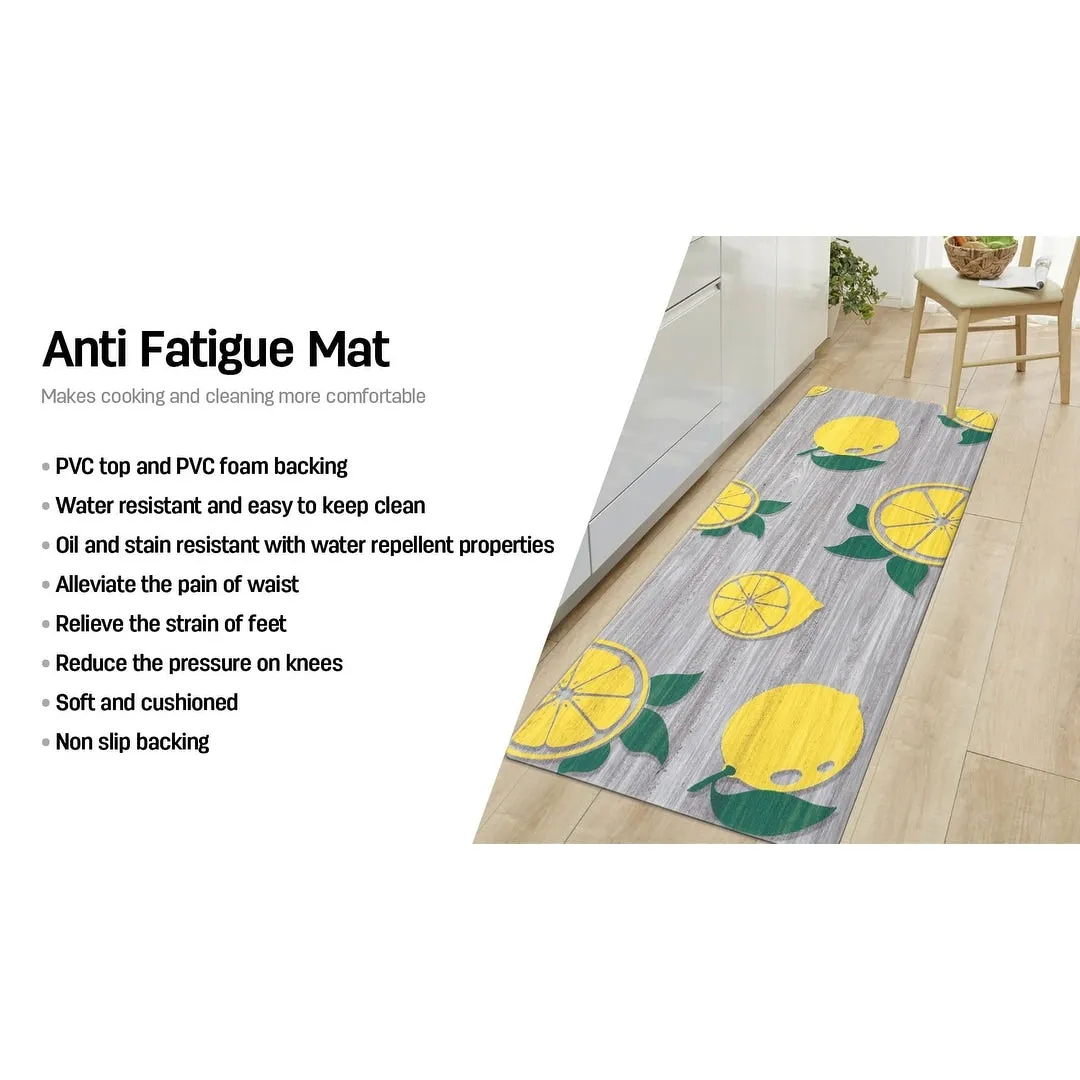 World Rug Gallery Lemon Pattern Anti Fatigue Standing Mat