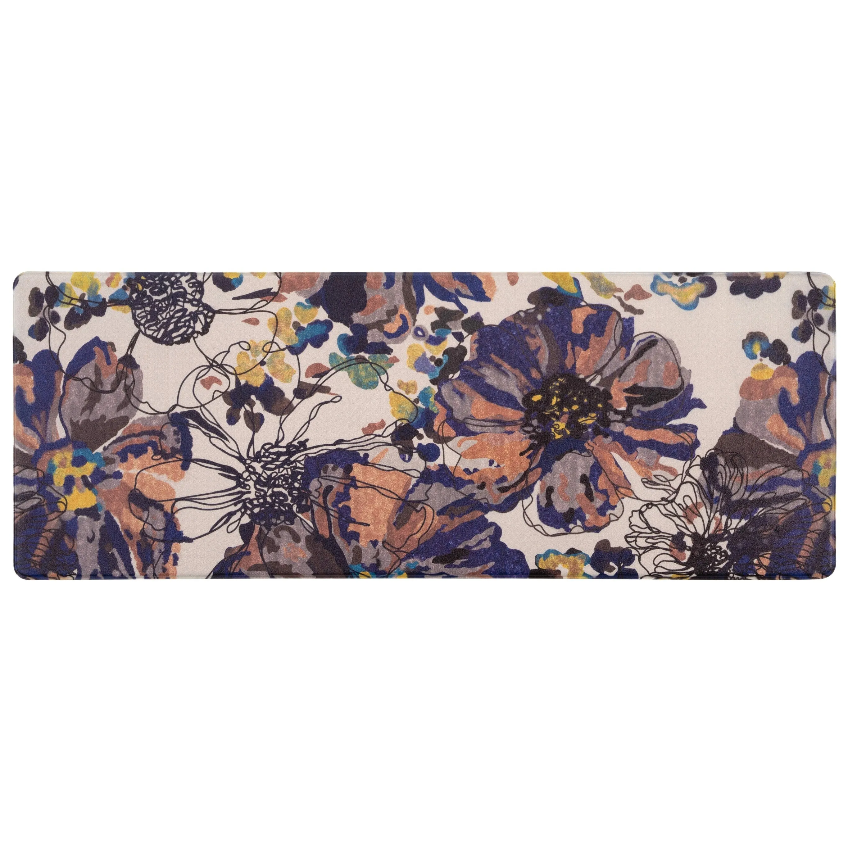 World Rug Gallery Modern Bright Flowers Anti Fatigue Standing Mat