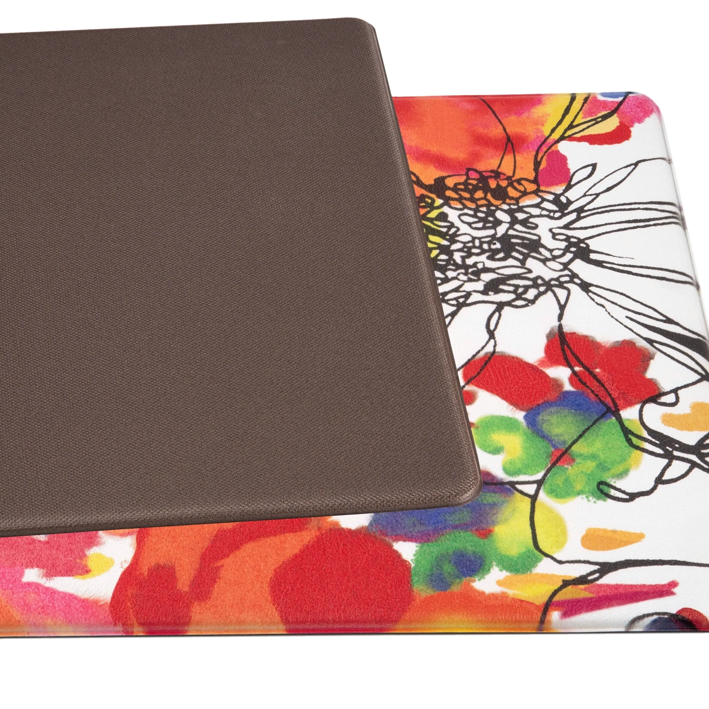 World Rug Gallery Modern Bright Flowers Anti Fatigue Standing Mat