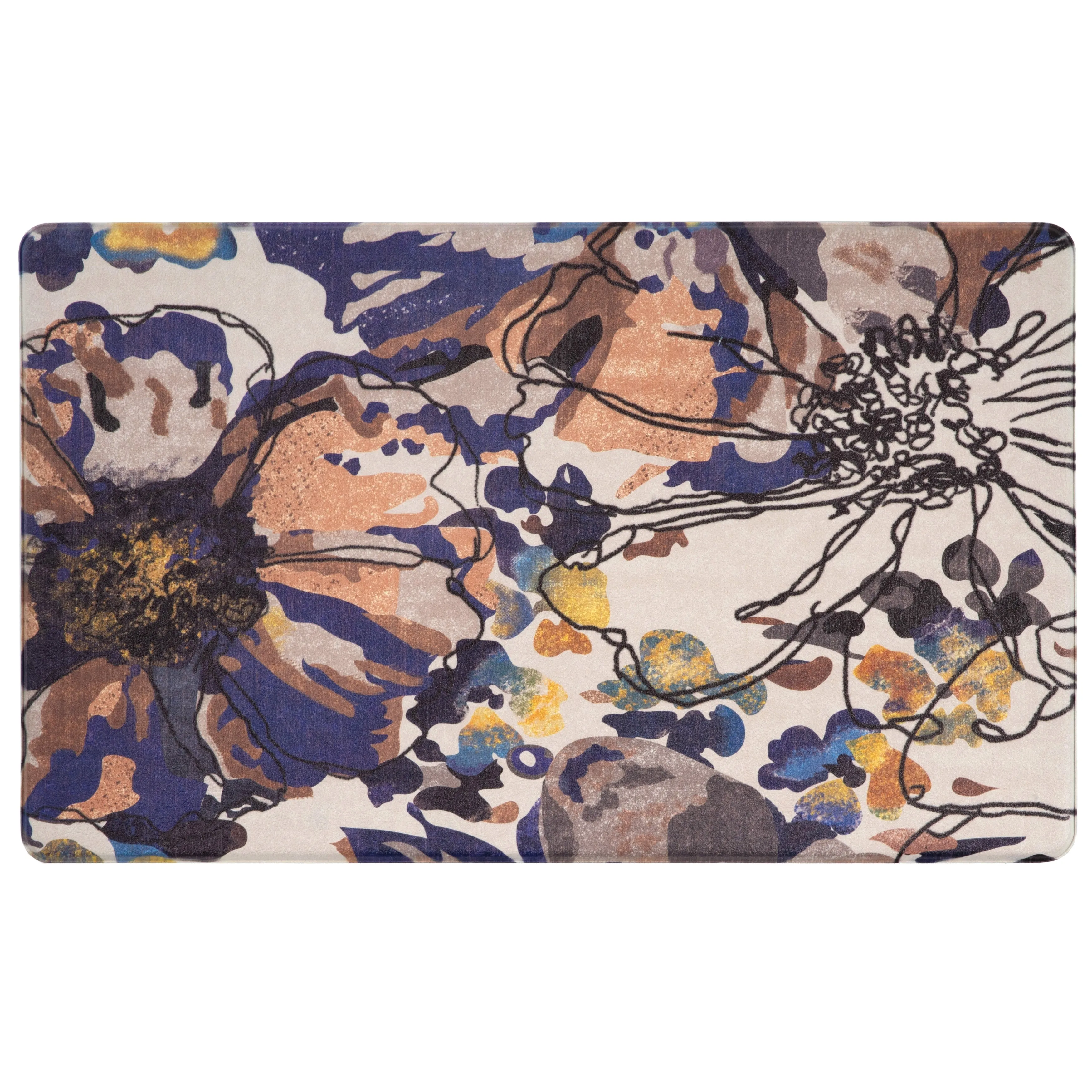 World Rug Gallery Modern Bright Flowers Anti Fatigue Standing Mat