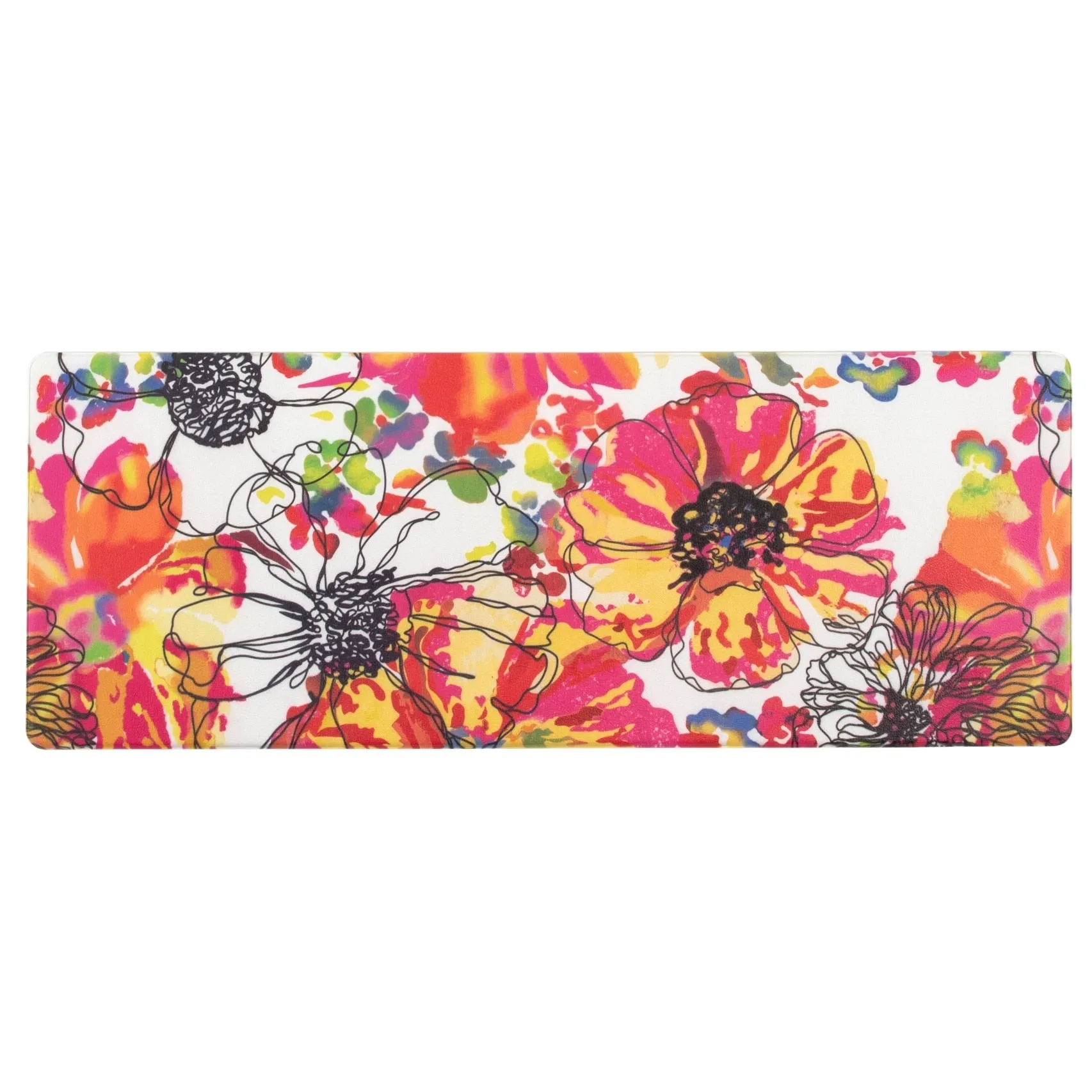 World Rug Gallery Modern Bright Flowers Anti Fatigue Standing Mat