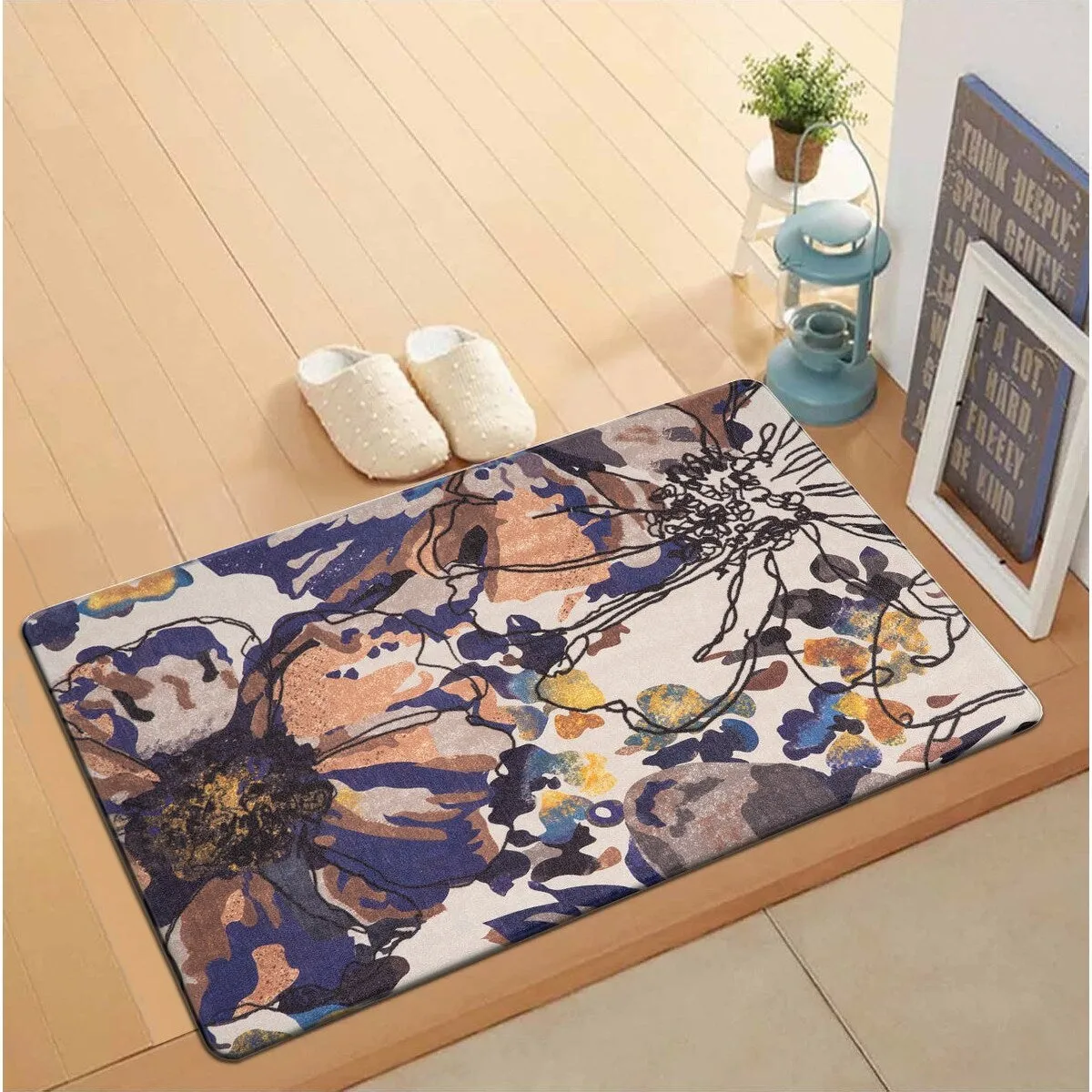 World Rug Gallery Modern Bright Flowers Anti Fatigue Standing Mat