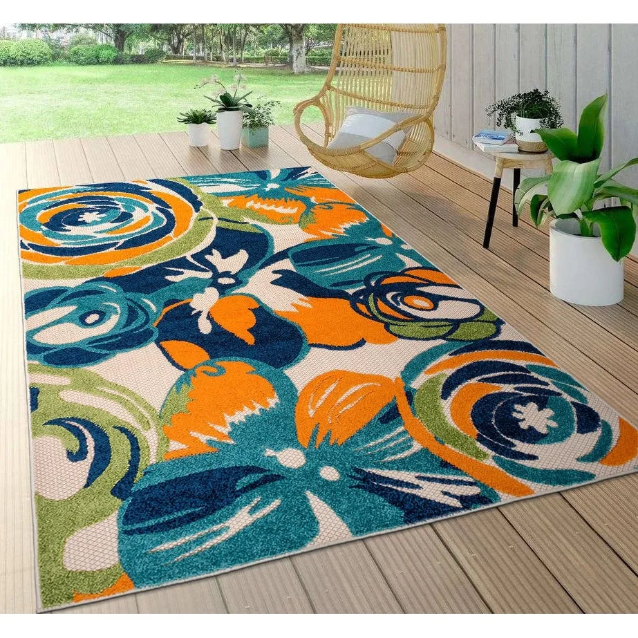 World Rug Gallery Modern Floral Indoor/Outdoor Area Rug