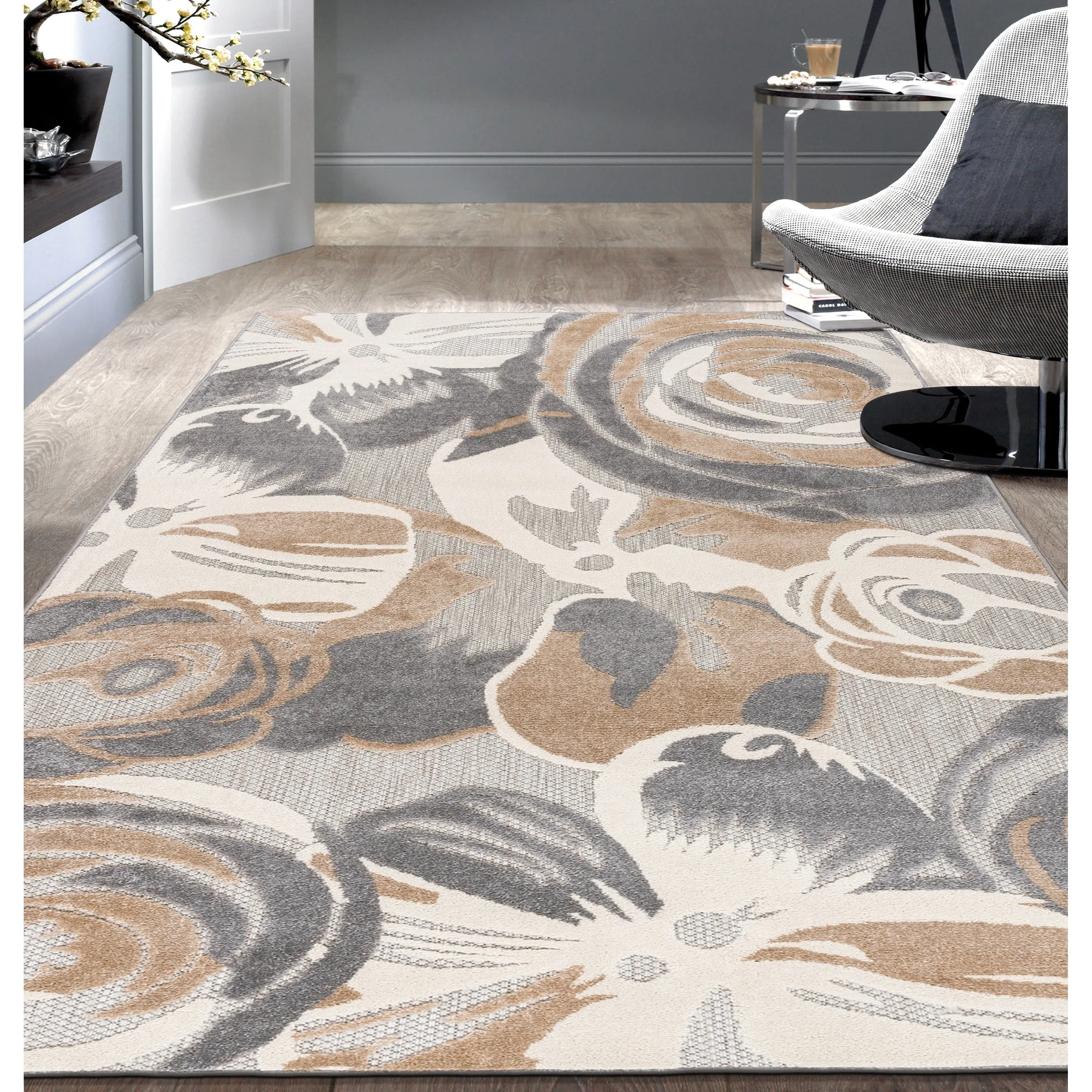 World Rug Gallery Modern Floral Indoor/Outdoor Area Rug