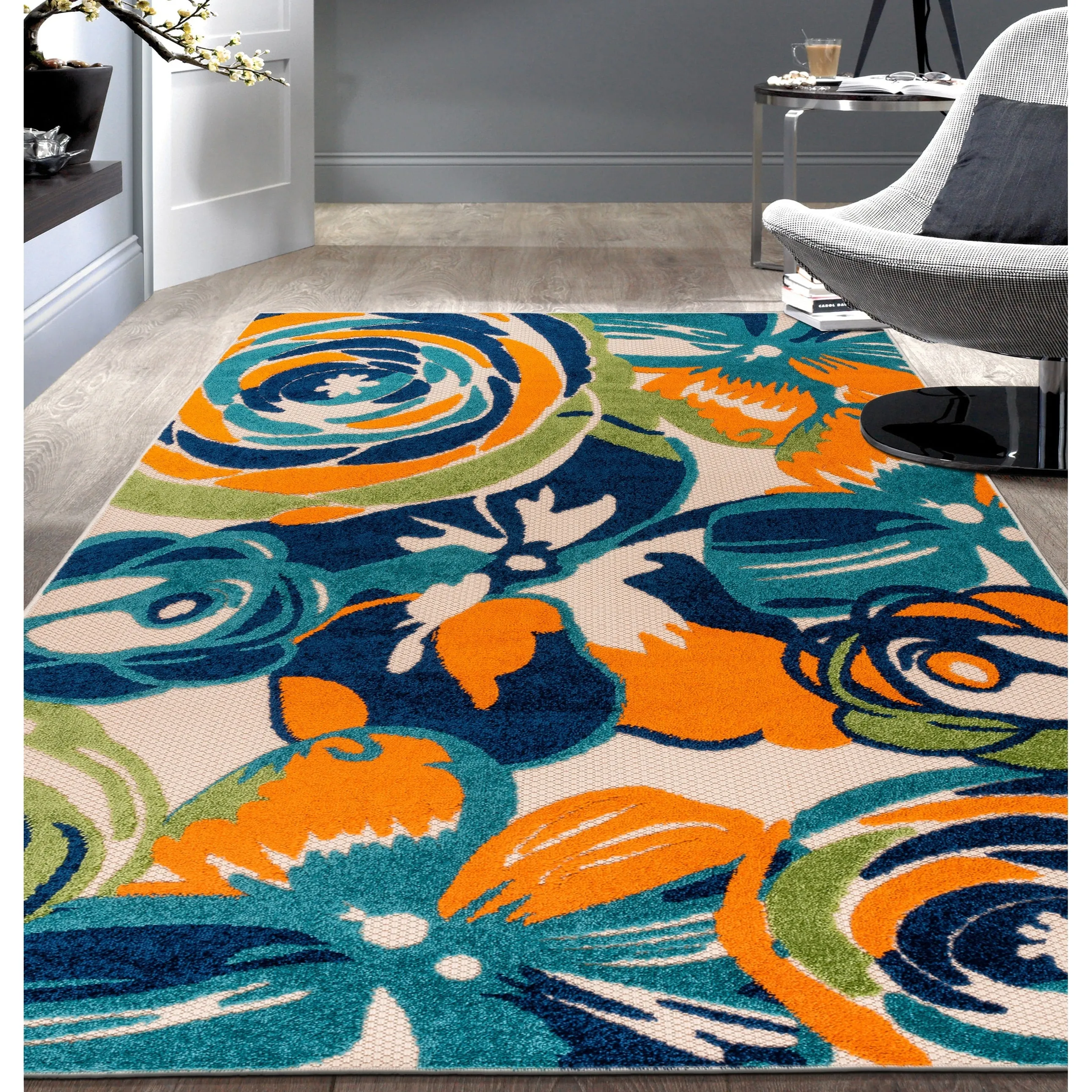 World Rug Gallery Modern Floral Indoor/Outdoor Area Rug