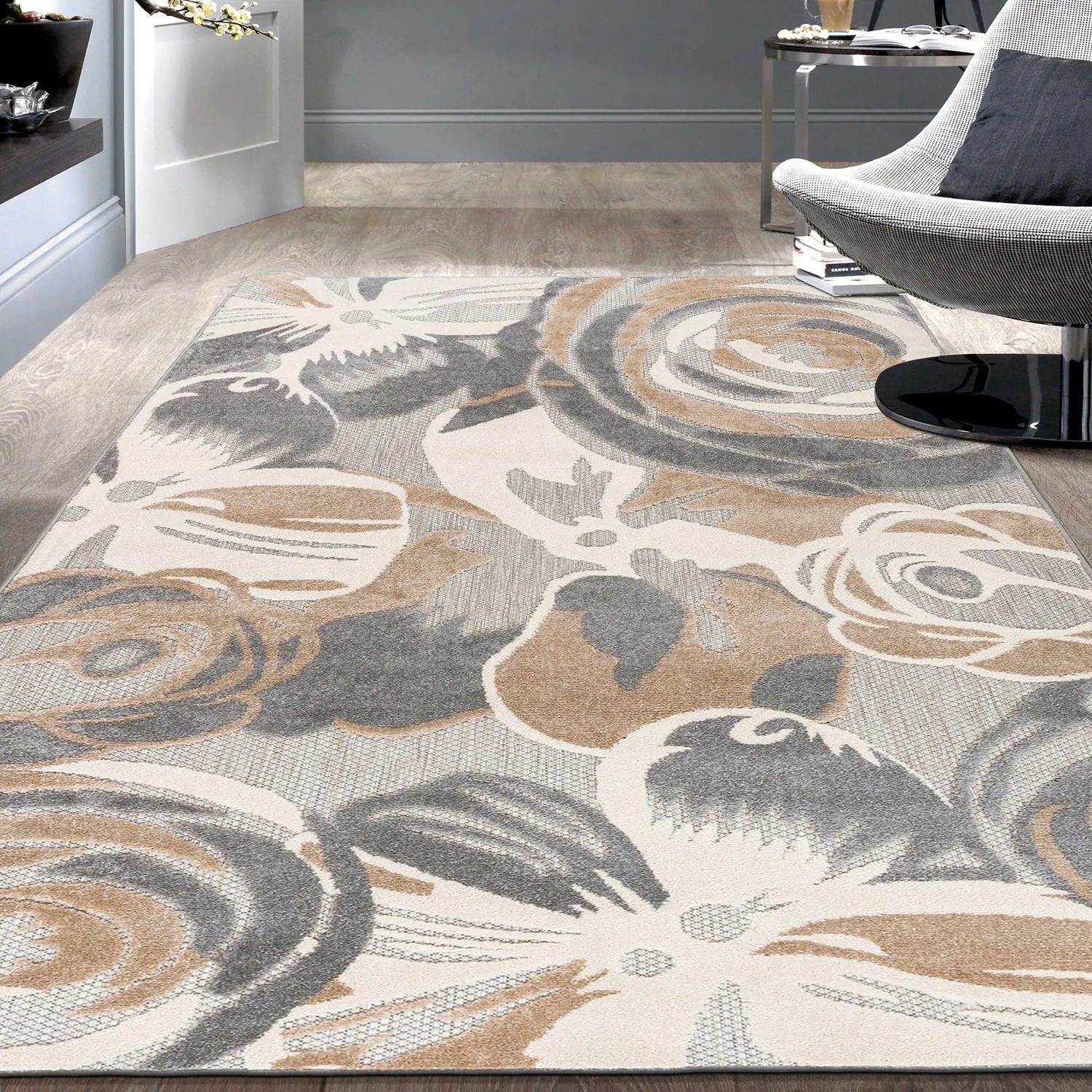 World Rug Gallery Modern Floral Indoor/Outdoor Area Rug