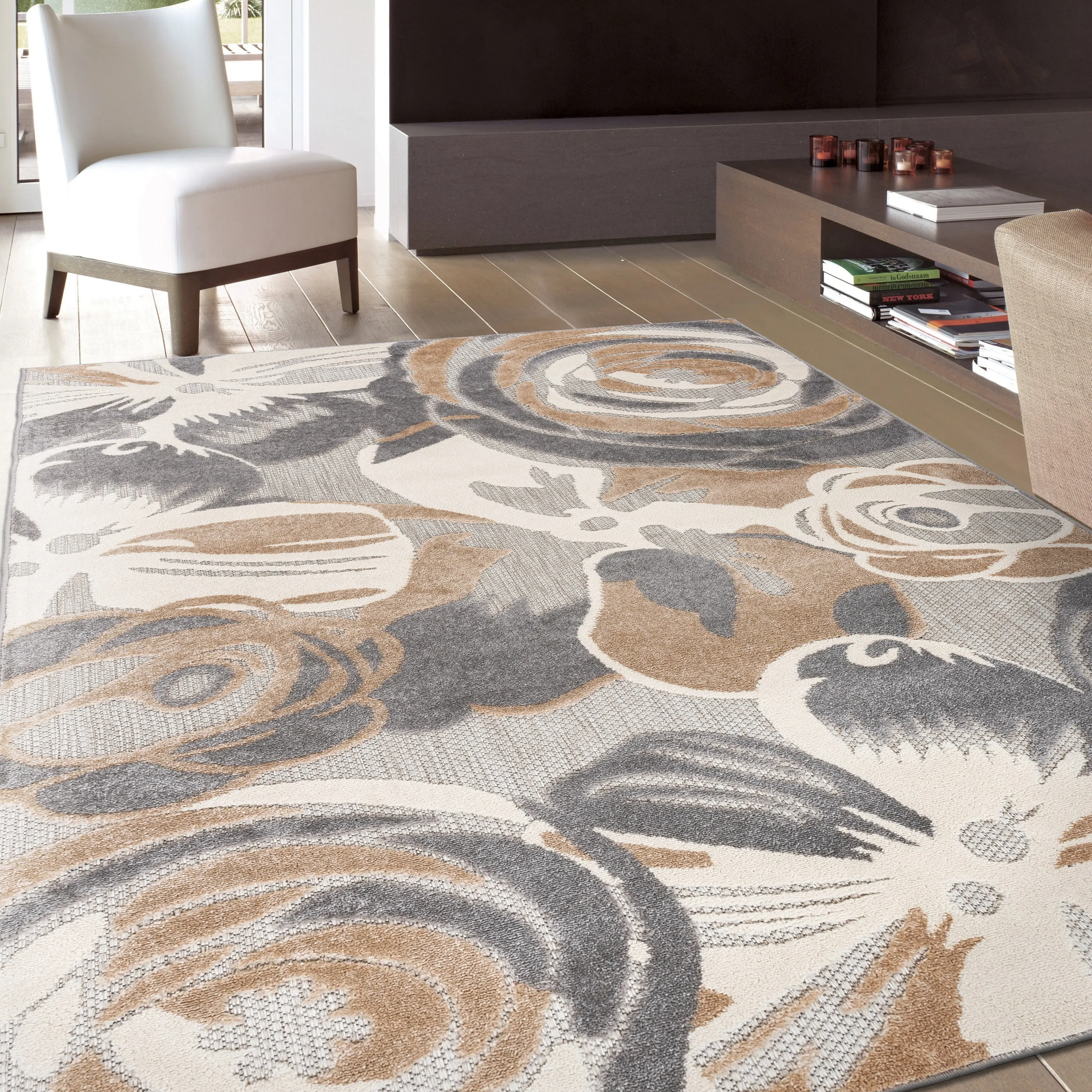 World Rug Gallery Modern Floral Indoor/Outdoor Area Rug