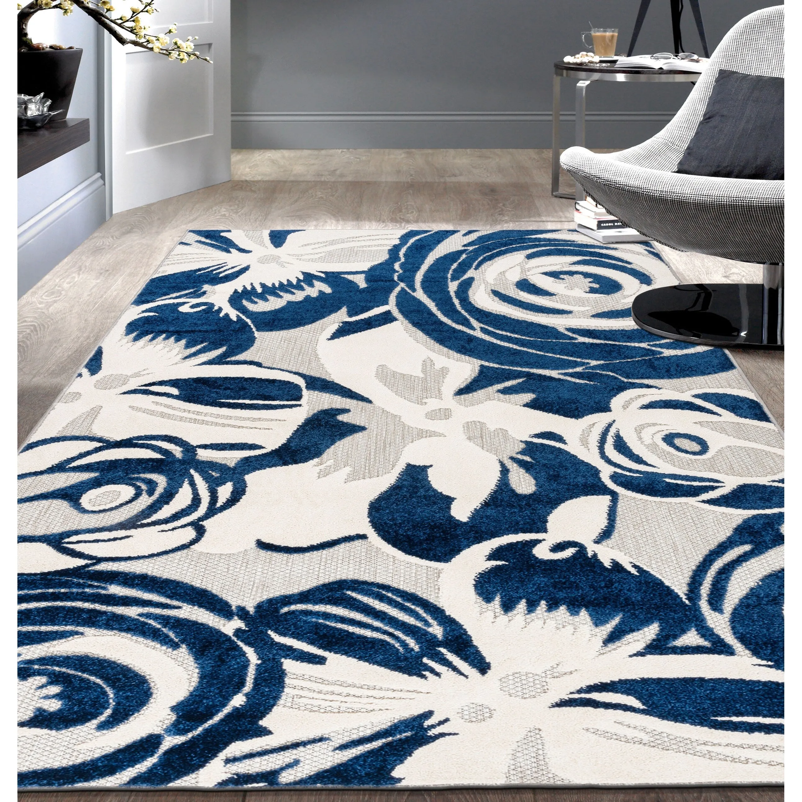 World Rug Gallery Modern Floral Indoor/Outdoor Area Rug