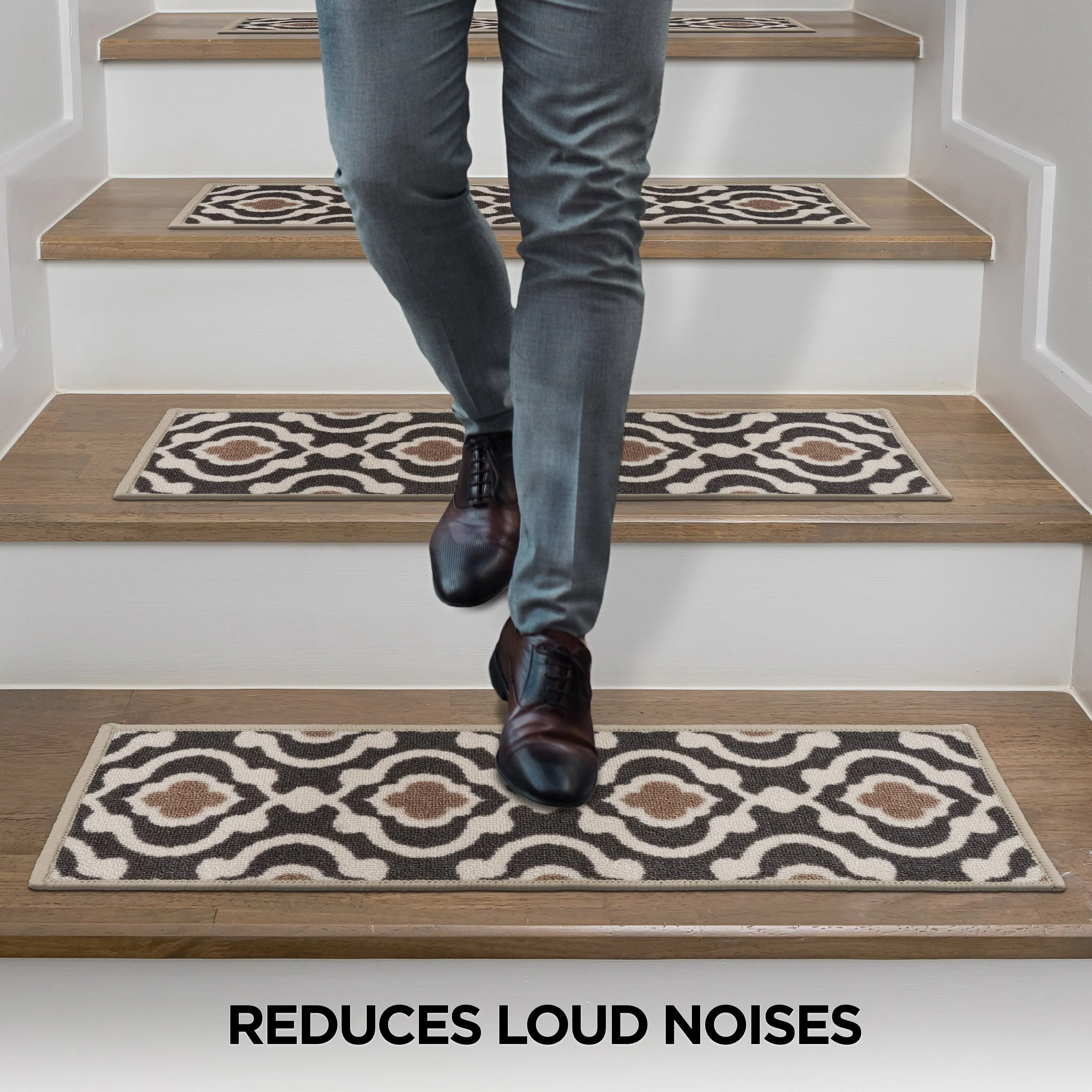 World Rug Gallery Modern Moroccan Trellis Non-slip Nylon Stair Treads