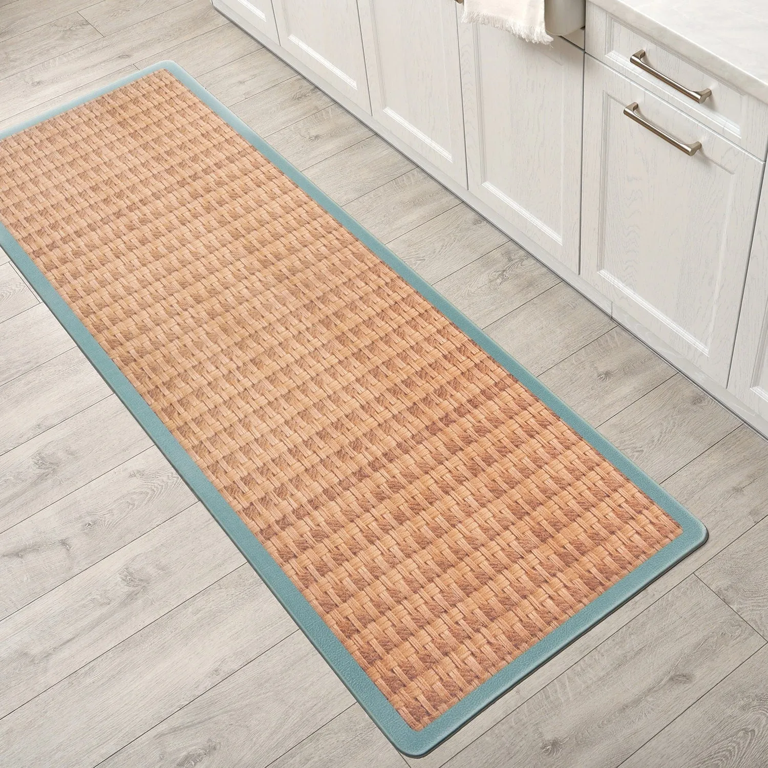World Rug Gallery Natural Border Anti-Fatigue Standing Mat