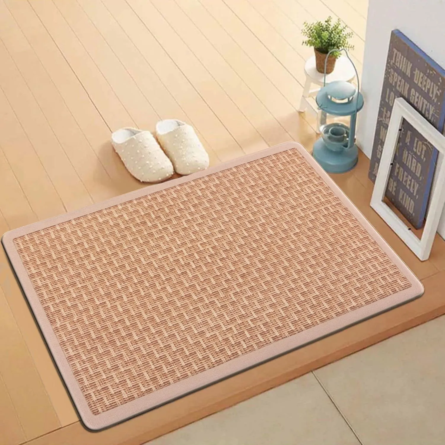 World Rug Gallery Natural Border Anti-Fatigue Standing Mat