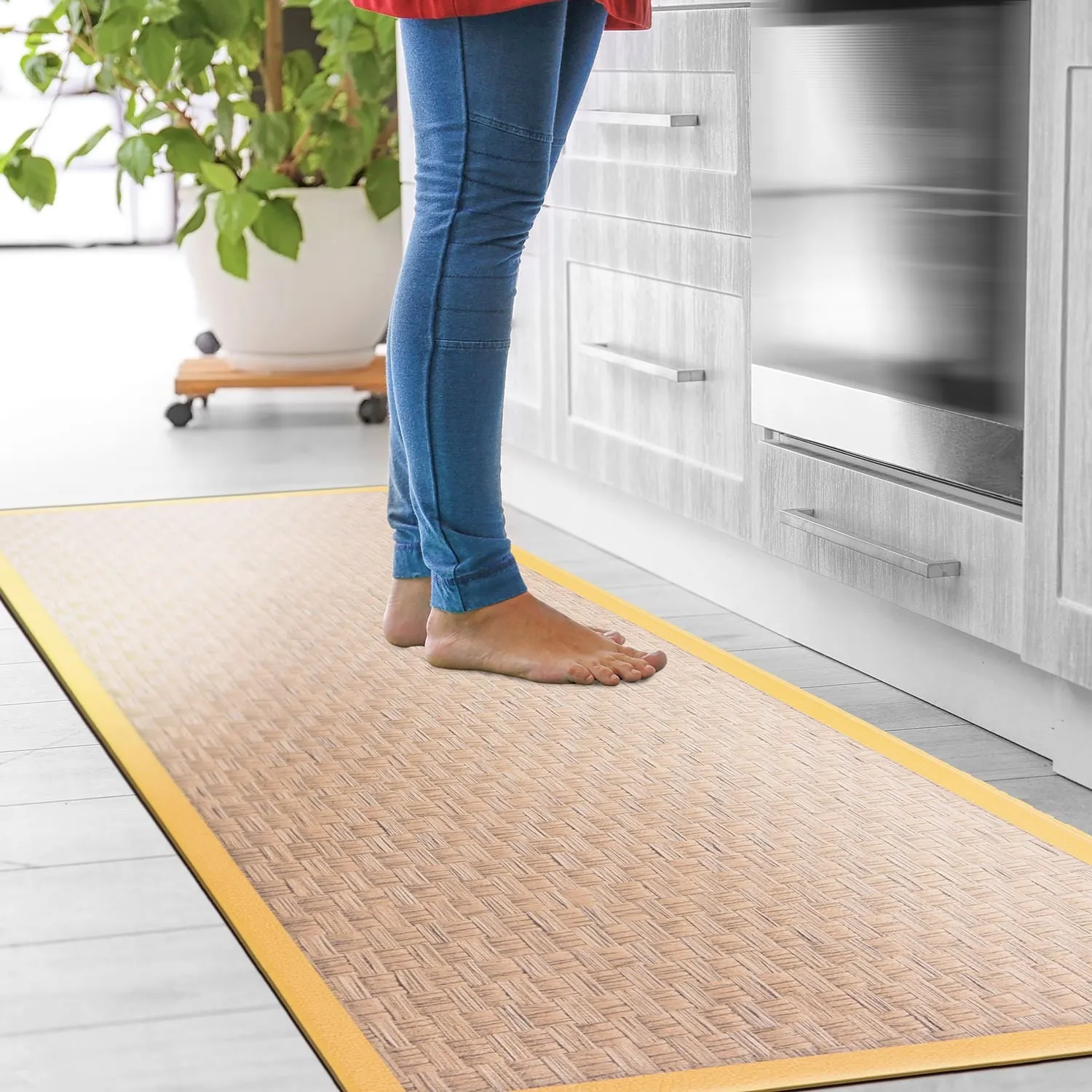 World Rug Gallery Natural Border Anti-Fatigue Standing Mat