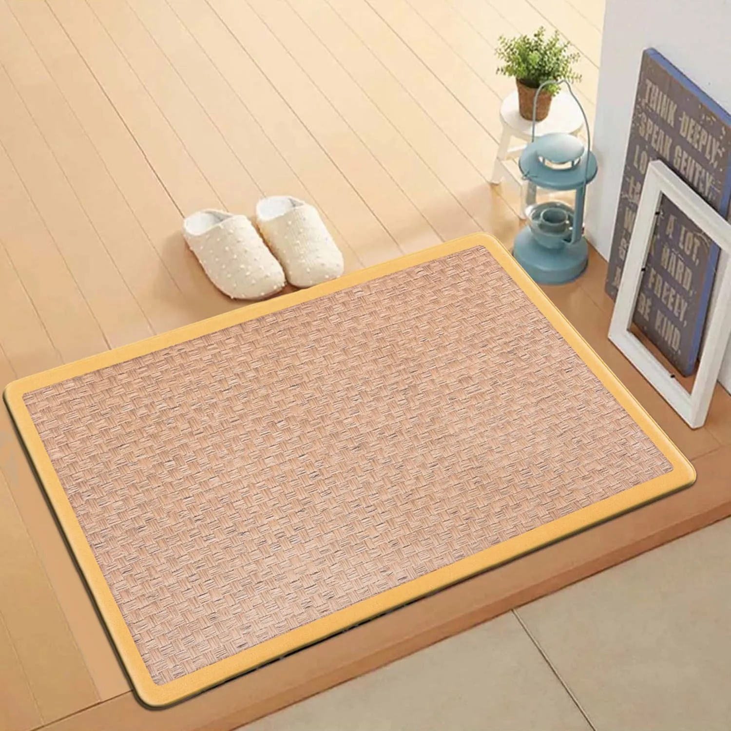 World Rug Gallery Natural Border Anti-Fatigue Standing Mat