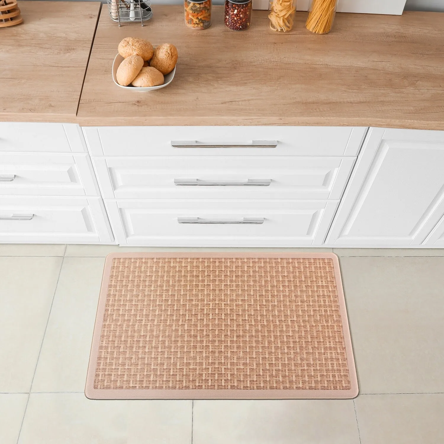 World Rug Gallery Natural Border Anti-Fatigue Standing Mat