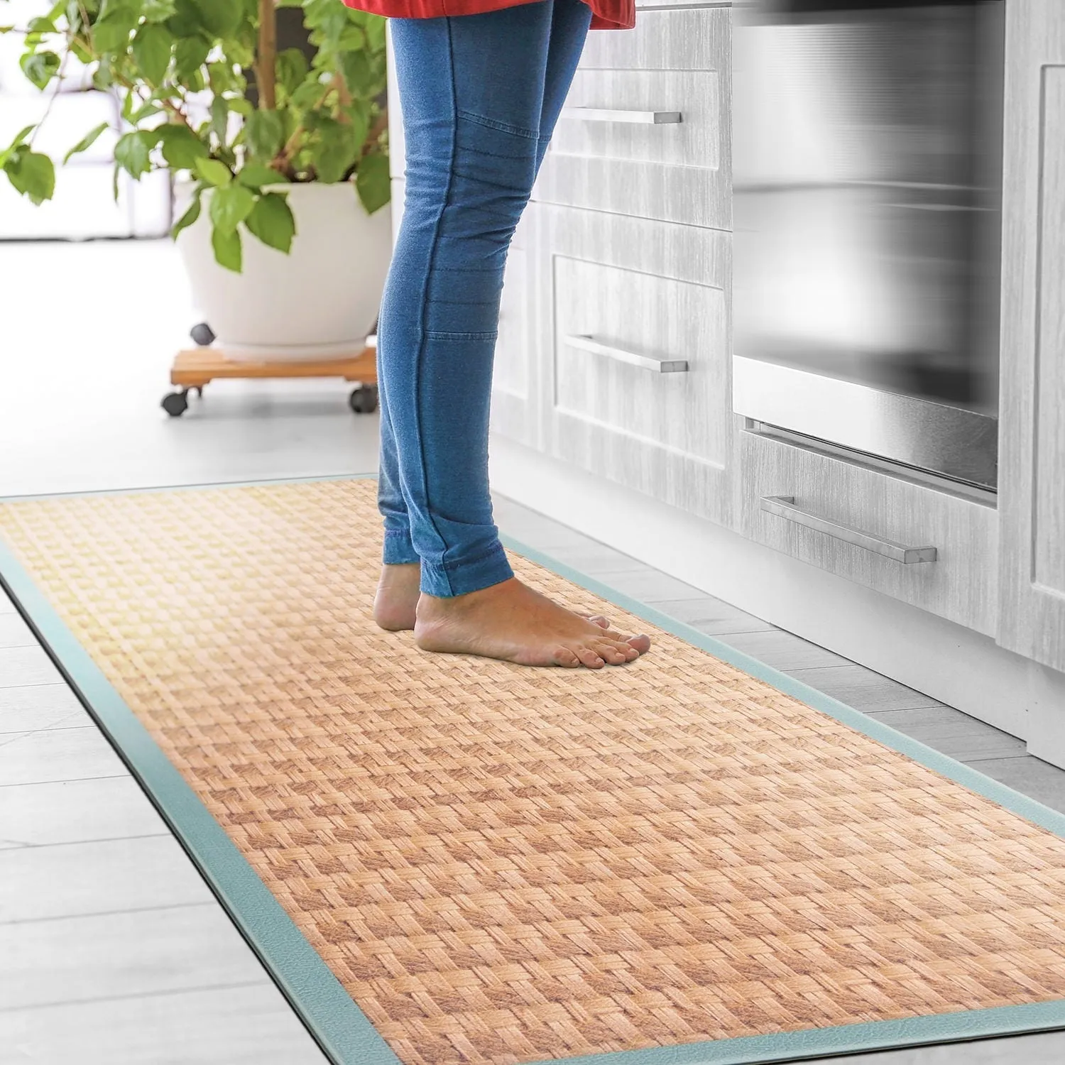 World Rug Gallery Natural Border Anti-Fatigue Standing Mat