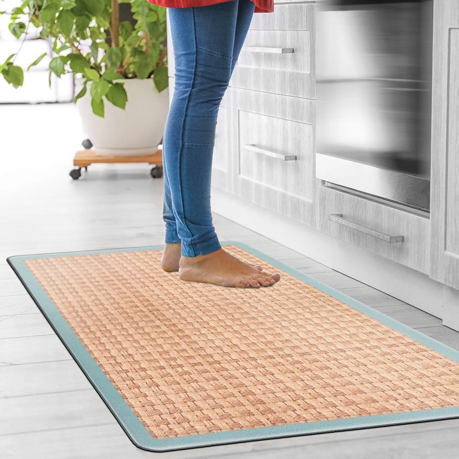 World Rug Gallery Natural Border Anti-Fatigue Standing Mat
