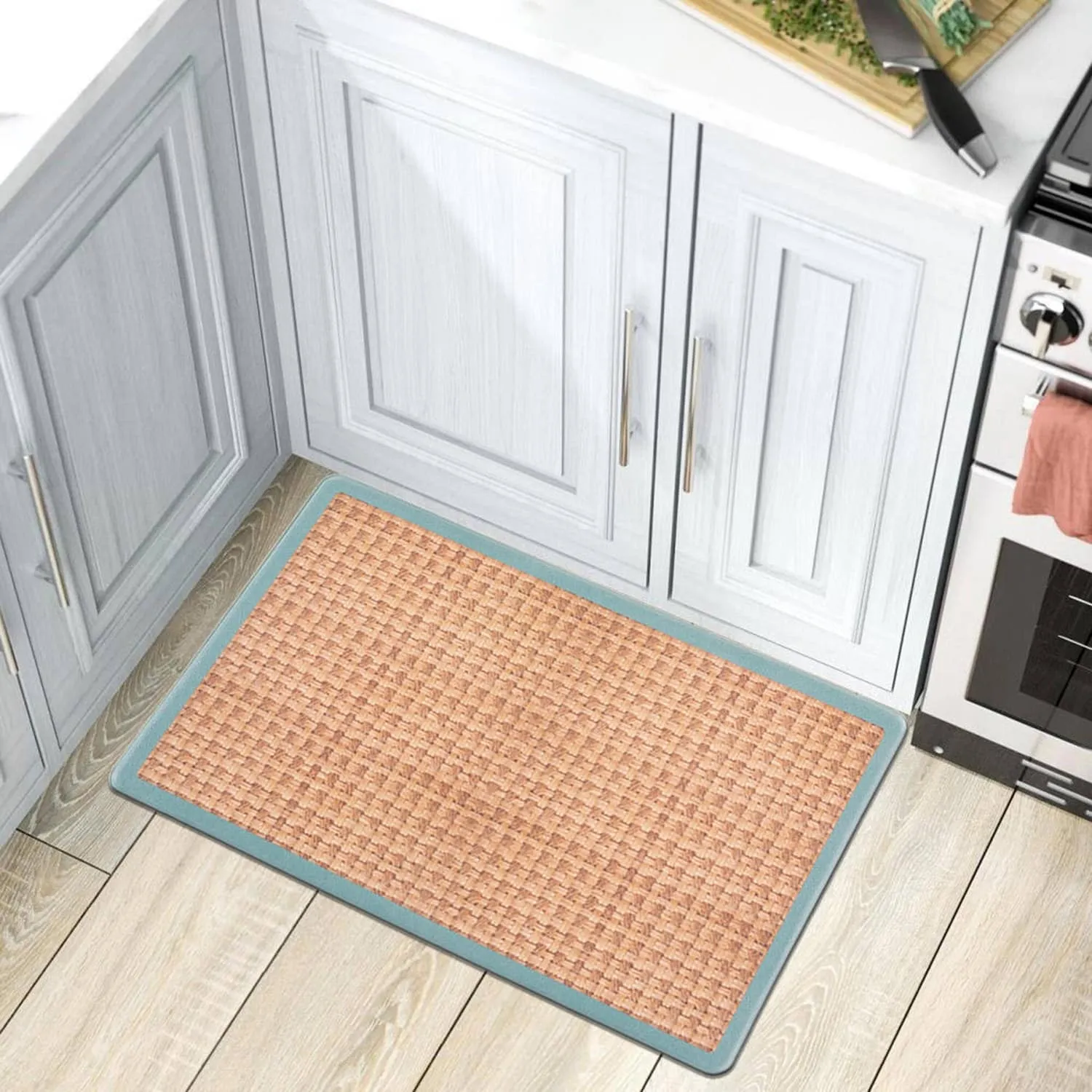 World Rug Gallery Natural Border Anti-Fatigue Standing Mat