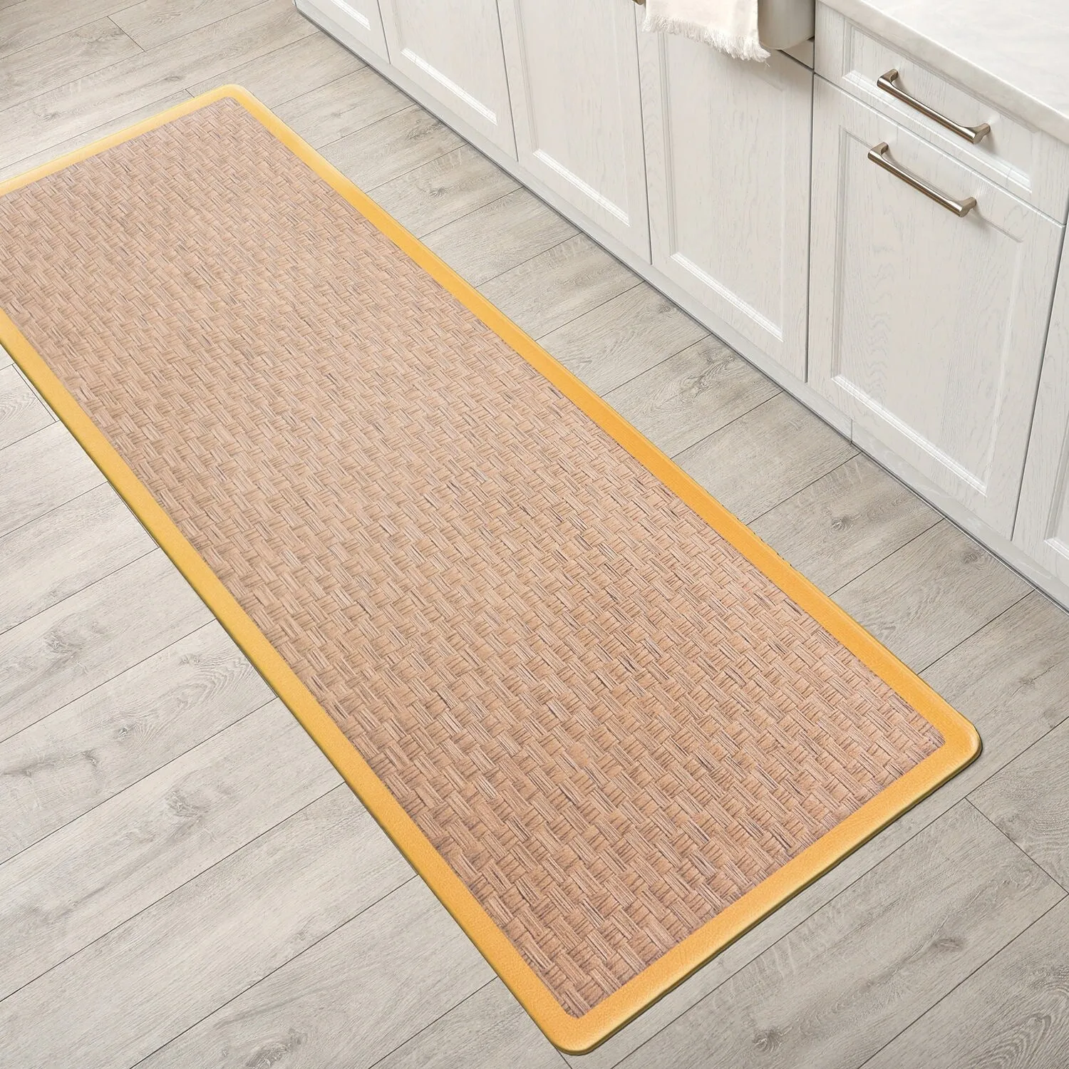 World Rug Gallery Natural Border Anti-Fatigue Standing Mat