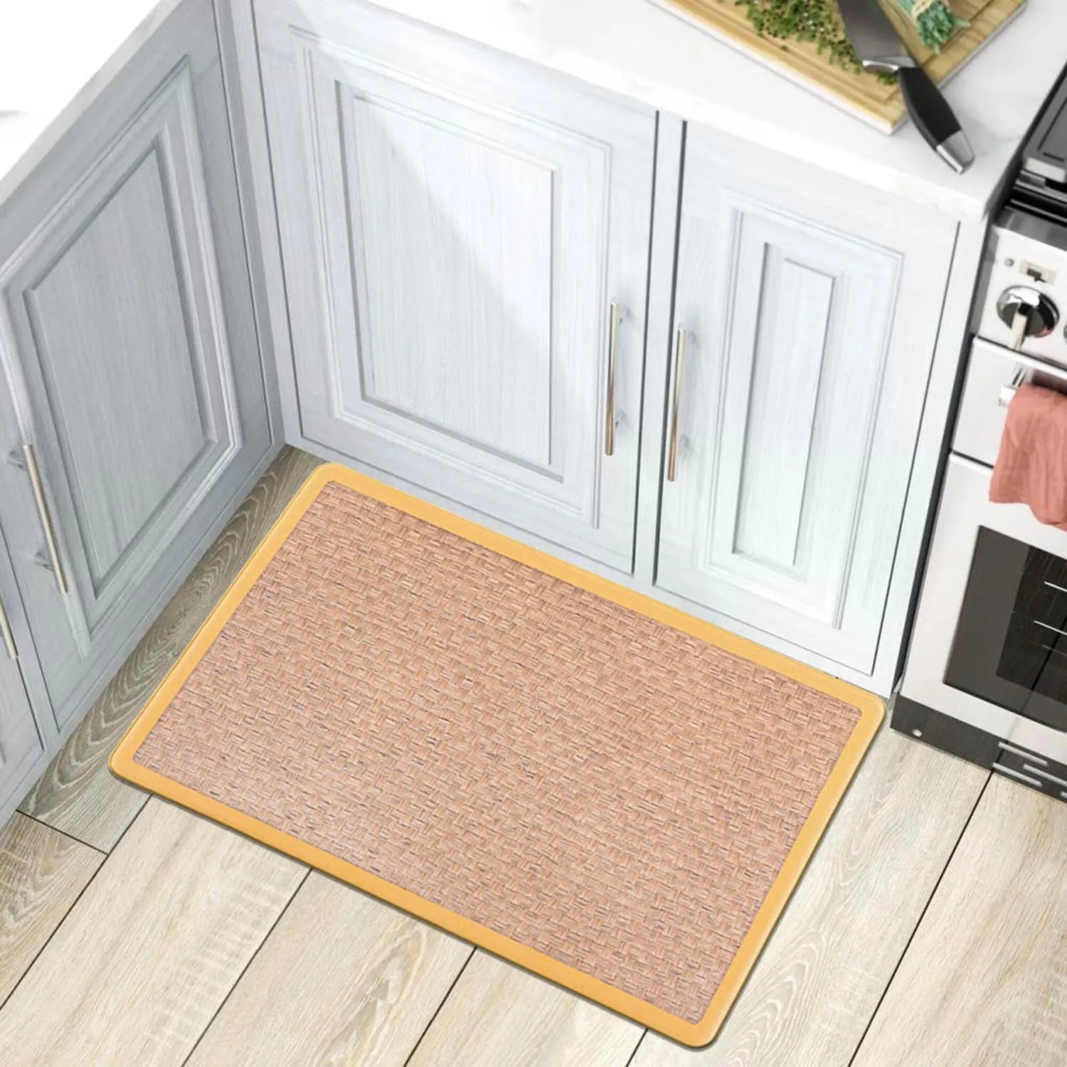 World Rug Gallery Natural Border Anti-Fatigue Standing Mat