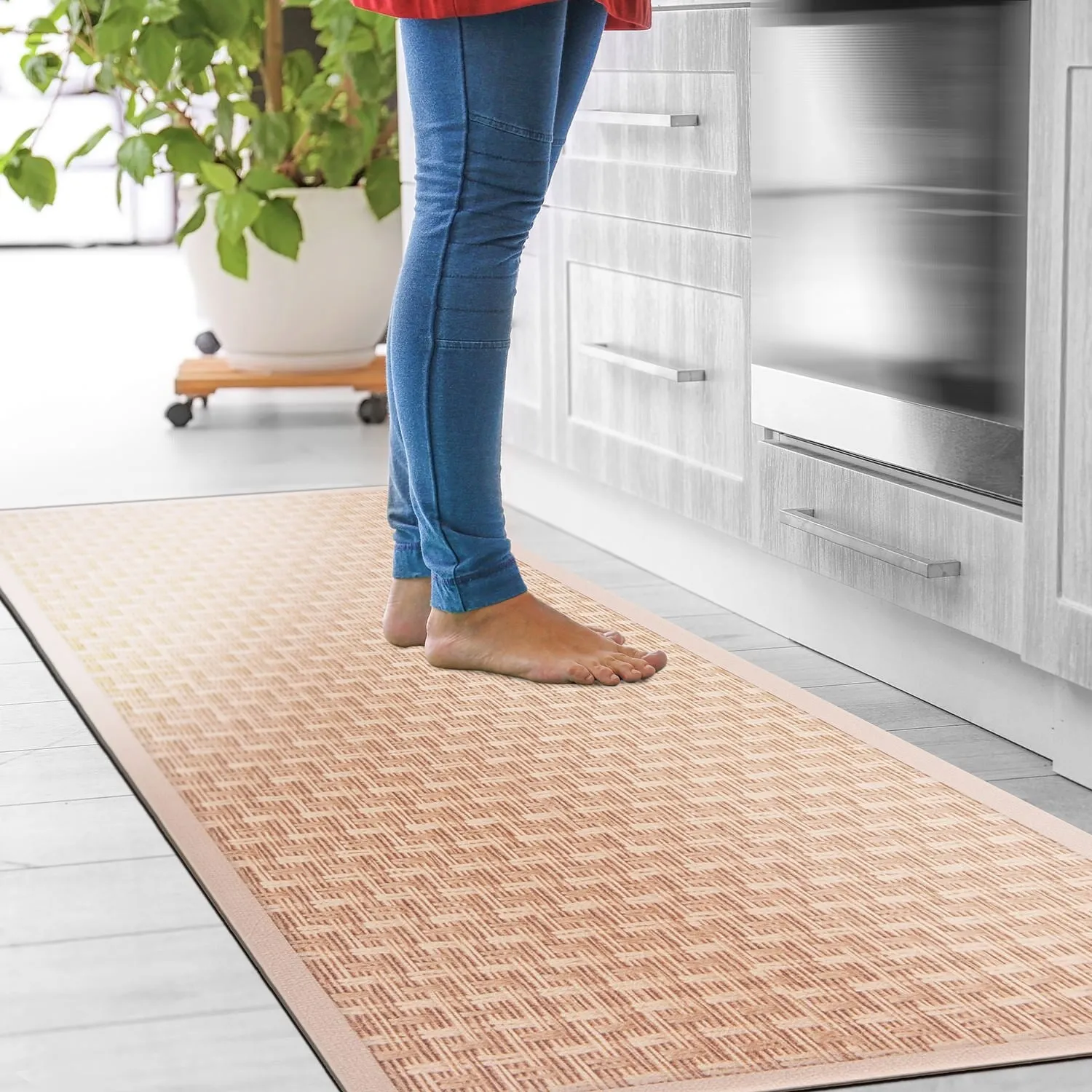 World Rug Gallery Natural Border Anti-Fatigue Standing Mat
