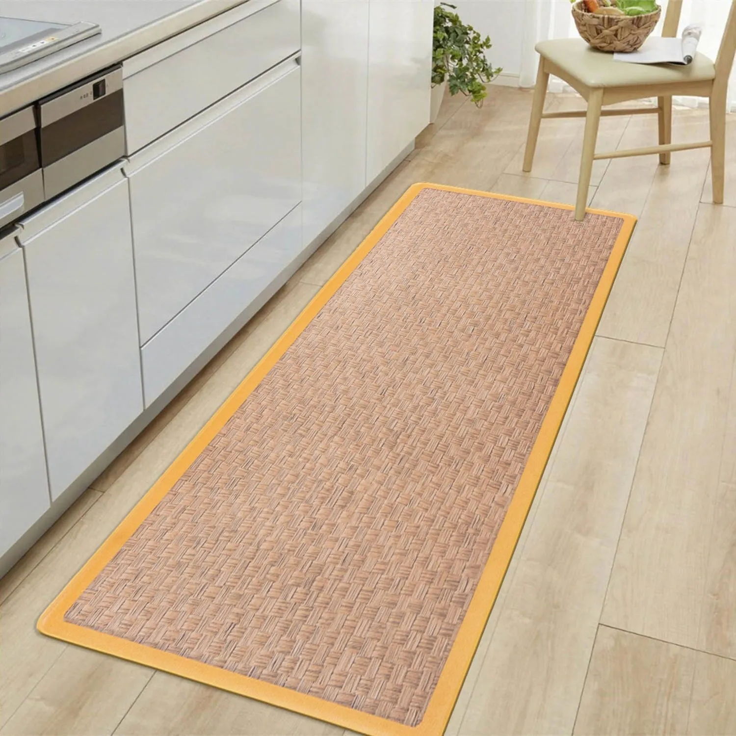 World Rug Gallery Natural Border Anti-Fatigue Standing Mat